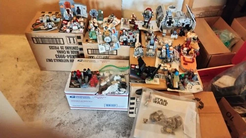 Lego Star Wars Lot of 50+ Mini Figs & 20+ Built/Unbuilt Ships-Buildings, Etc..