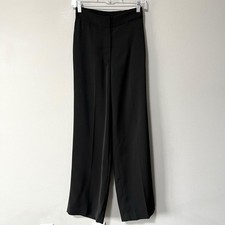 Quince Stretch Crepe Classic Trouser Pant Black Size 2 Highrise Wide Leg Pockets
