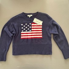 NWT Nik  Leksi Girls American Flag Knit Pullover Sweater Size M