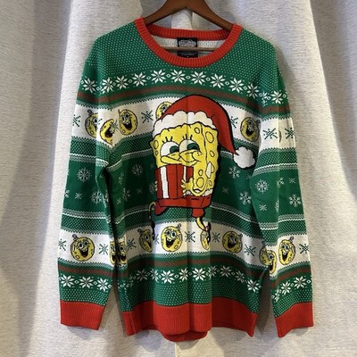 Nickelodeon Sponge Bob SquarePants Ugly Christmas Sweater XL Unisex Red Green