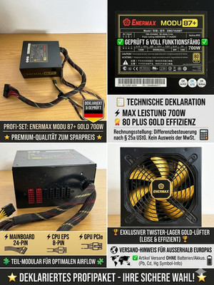 Enermax Modu 87+ Netzteil   600 Watt   EMG600AWT   Modular   80 Plus Gold