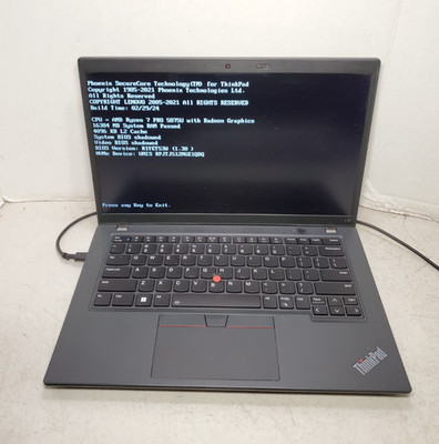 Lenovo ThinkPad L14 Gen 3 AMD Ryzen 7 5875U 16GB RAM  No HDD/SSD/OS! BIOS PW #69