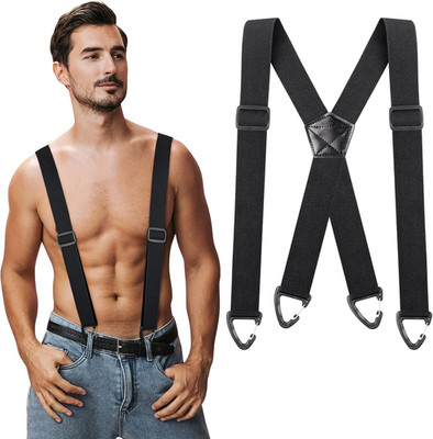 Hosenträger Herren 3,5 cm   Elastisch, Einstellbar, Robuste Karabiner Clips