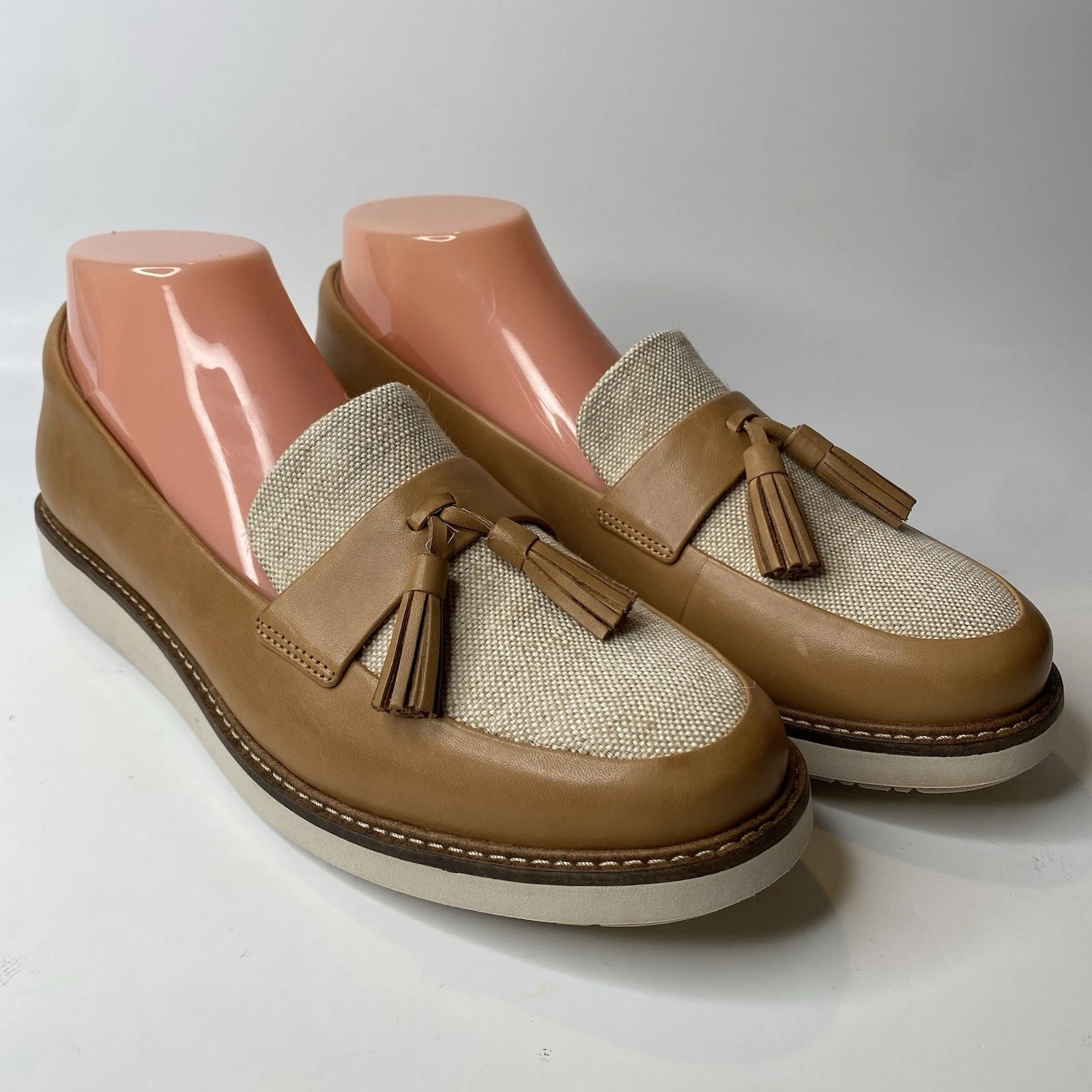 Mocassini Clarks Artisan 10 Glick Castine pelle marrone chiaro tela nappe preppy