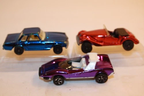 Three (3) Vintage 1970's era CORGI ROCKETS Alfa Romeo / Morgan / Mercedes 280SL