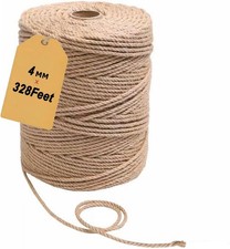 ARISKEY Natural Jute Twine 4mm,328ft String Rope for 4mm x 328ft, Brown