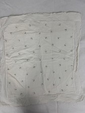 White cotton Pink Rose embroidered Pillow Cover 19" square