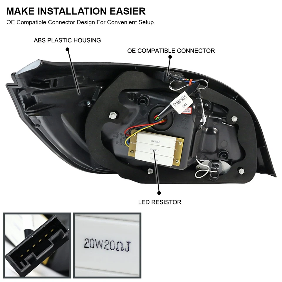 Black/Smoke Fits 2004-2007 BMW E60 5-Series 525i 530i LED Tube Tail Lights Lamps Foto 4 de 4