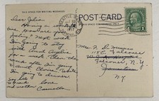 RARE  BENJAMIN FRANKLIN ONE CENT US STAMP on post card 1937 Seattle Harbor