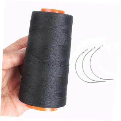 Thread for Hair Extensions, Black Weaving Thread Polyester Thread with 3 Pcs 