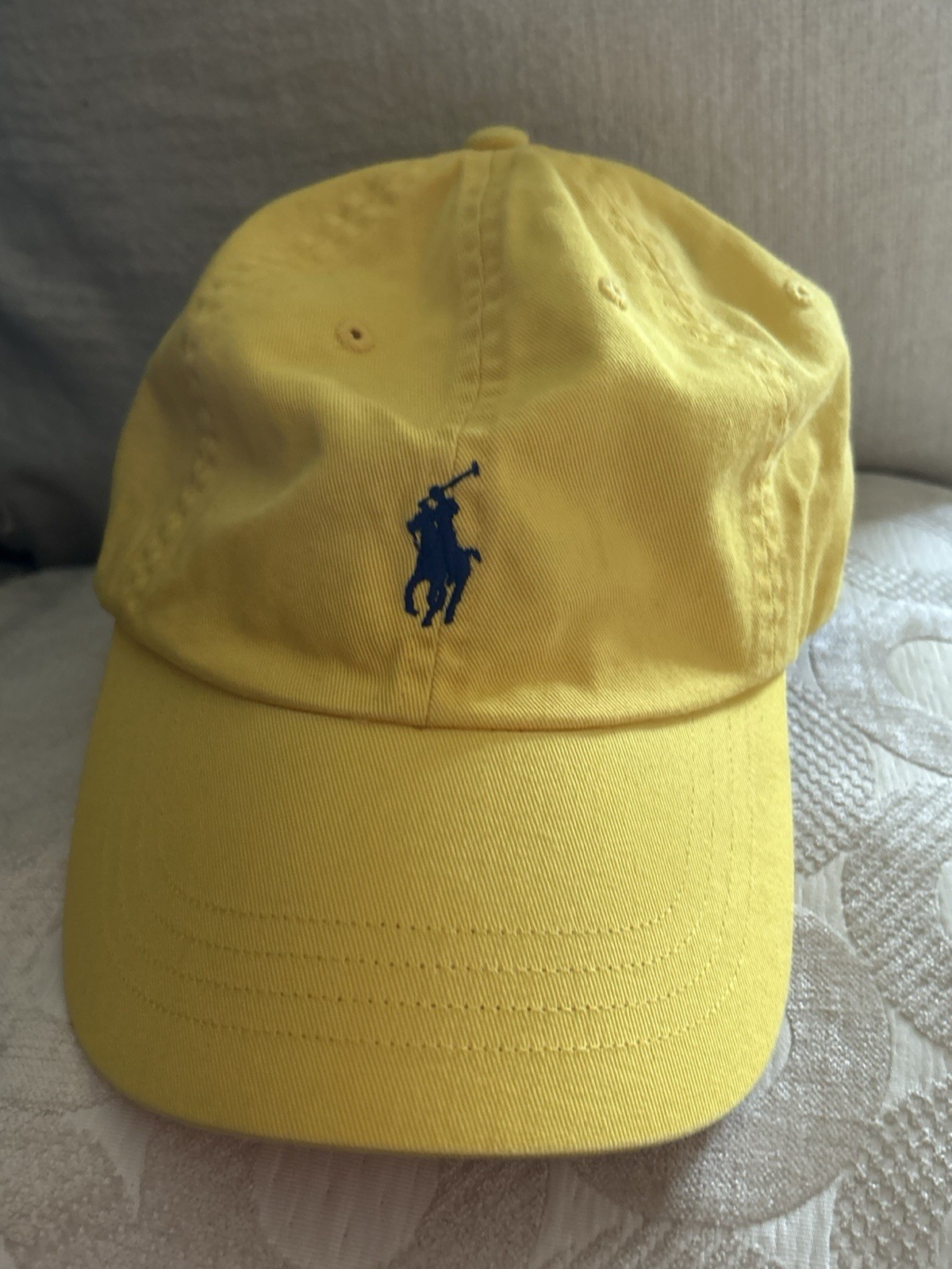 Polo Ralph Lauren Vintage Logo Pony Berretto Baseball Cotone Giallo Regolabile