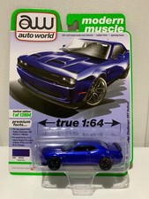 1/64 AUTO WORLD MODERN MUSCLE 2019 DODGE CHALLENGER SRT HELLCAT INDIGO BLUE