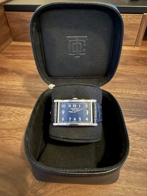 ティファニー Tiffany & Co. East West Men's Watch 42x25mm, Navy Leather, Blue