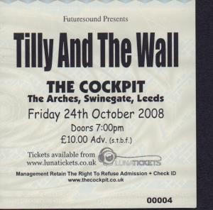 Tilly and the Wall Cockpit Leeds 24/10/2008 ticket UK 2008 Original ticket stub
