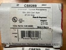 Pass & Seymour CS8269 Turnlok Receptacle 50A 250V 2P 3W CS8269P New in Box