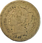 U S Cents, Three Cents Nickel 1865. F+.  Circulated. — photo 2