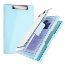 Clipboard with Storage 8.5x11 with Pen Holder A4 Legal Paper Folder, Light Blue
