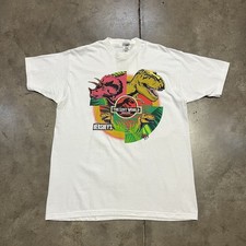 Vintage 90s Jurassic Park T Shirt XL White Lost World Movie Film Promo Graphic