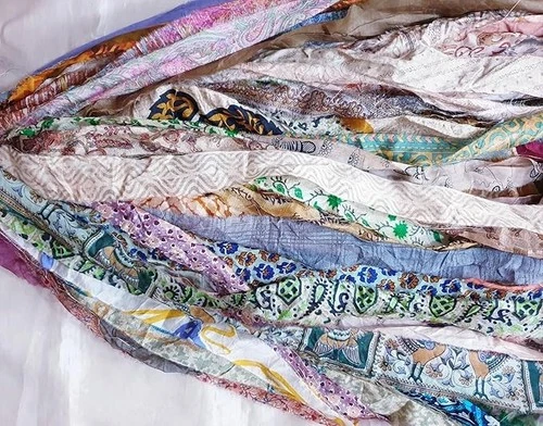 Abb 42yd Sari Silk Yarn Ribbon Tassels Muted Shades Craft Journal Scrapbook Deco - product listing photo