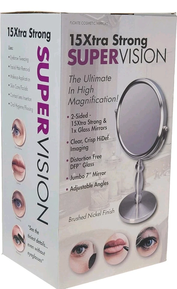 Espelho de vaidade Floxite dupla face 1x e 15x, níquel escovado - Imagem 4 de 4