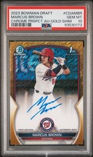 2023 BOWMAN DRAFT CHROME PRSPCT AUTO GOLD SHIMMER MARCUS BROWN 17/50 PSA 10