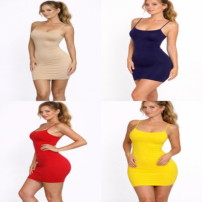 Camisole Spaghetti Strap Long Tank Top Layering women Mini Dress