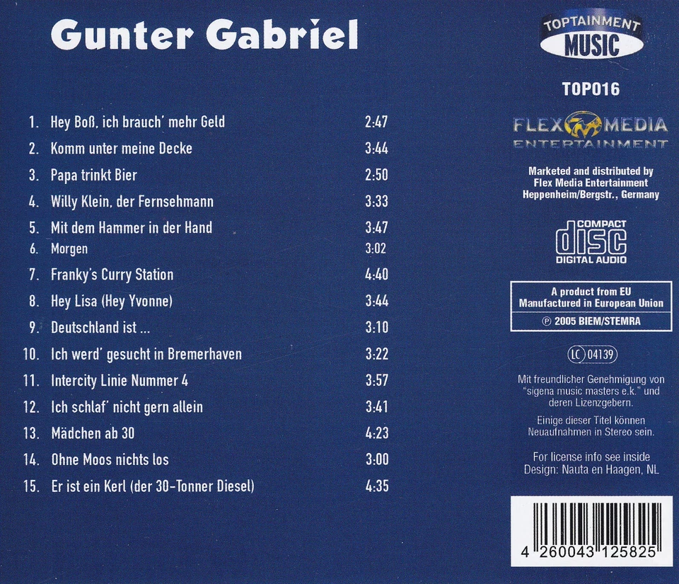 GUNTER GABRIEL - CD - PLATINUM COLLECTION - Bild 2 von 2