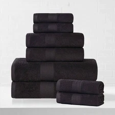 Eco-Friendly Ringspun Cotton Absorbent Quick Drying 8-Piece Assorted Towel Set