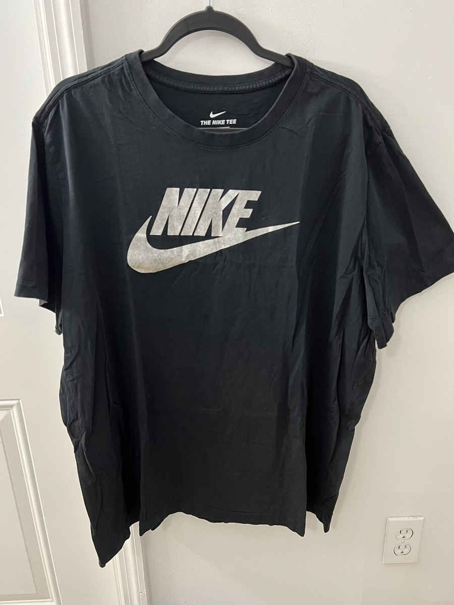 The Nike Tee Black Metallic Swoosh Short Sleeve Athletic T-Shirt