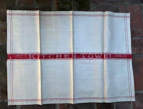 Vintage KITCHEN TOWEL Turkey Red IRISH LINEN Unused 1940's - Picture 6 of 6