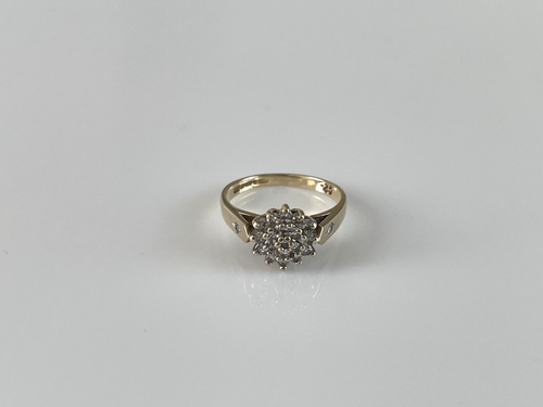 Anillo de diamantes de oro de 9 quilates anillo con racimo de diamantes de 0,25 quilates anillo vintage talla i 1/2 - Imagen 9 de 16