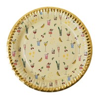 Rice: Pappteller, Cocktail Print, 23 Cm, 8 StüCk, Party-Teller, Goldrand Einweg