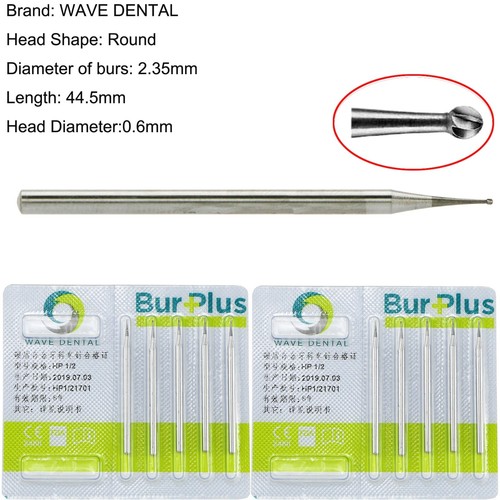 10Pcs Wave Dental Carbide Bur HP For Low Speed Round Straight HP 1 2 3 4 5 6 7 8 - Picture 20 of 144