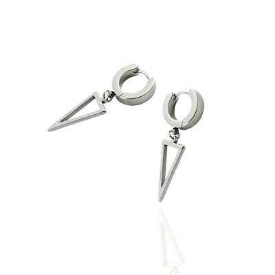 2pcs Surgical Stainless Steel Triangle Huggie Dangle Hoop Earrings Stud Piercing