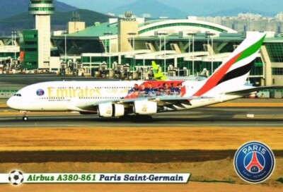 Emirates Airbus A380 ''Paris Saint-Germain cs'' @ Seoul Incheon 2018 - postcard