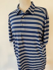 Tommy Hilfiger Polo Golf Shirt Men XL Blue White Stripped