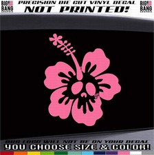 Hibiscus Skull Vinyl Decal Sticker SUV Car Truck RV Van Window Die Cut USA MADE