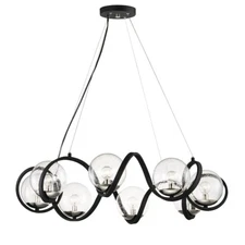 Maxim Lighting Curlicue 8-Light Pendant, Black/Polished Nickel - 35108CDBKPN
