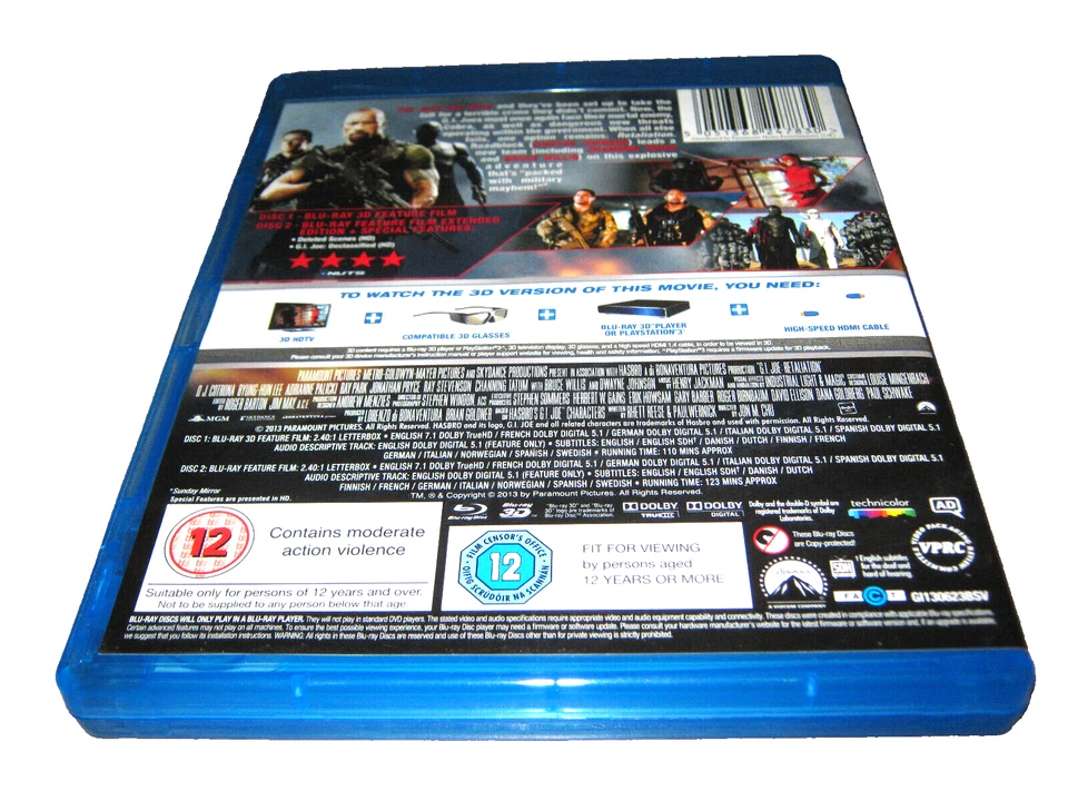 G.I. Joe: Retaliation - 3D Blu-Ray - VGC - Region B - Image 2 of 2