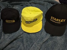 Vintage Stanley Hats Cap Lot Of 3 Made in USA Black Yellow Mesh Snapback Trucker