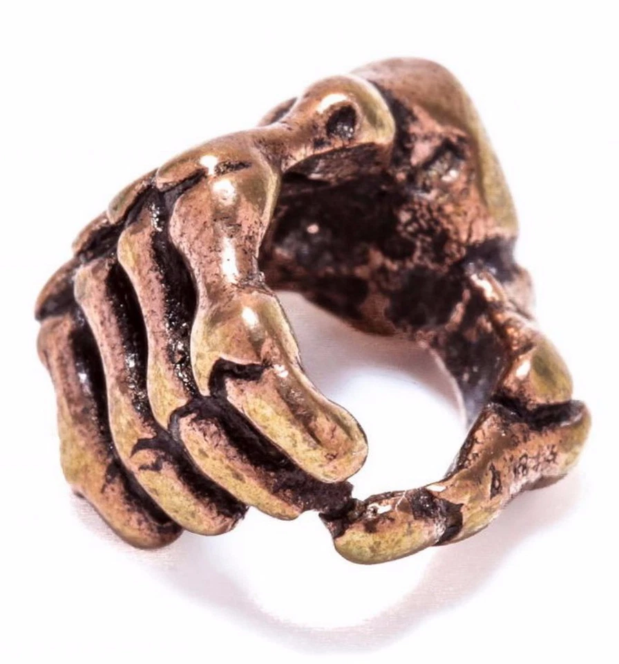 Bronze Skelett Hand Bartperle Loch 7mm +/- 50 Bartgummis schwarz Bartring - Bild 2 von 3