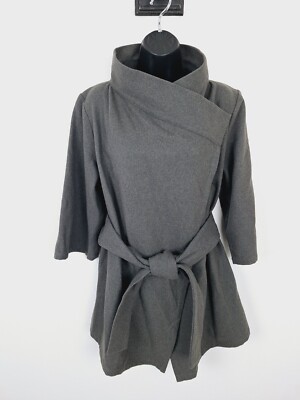 Isabella Oliver Maternity Belted Wrap Jacket S Dark Olive Wool Blend NEW z