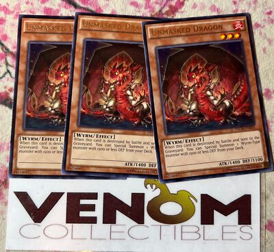 3x (VLP) - Unmasked Dragon - NECH-EN035 - Rare - Unlimited YuGiOh