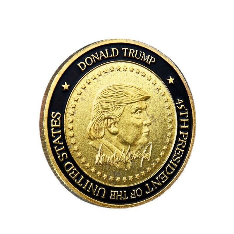 1PCS 2024 US President Donald Trump Signature Commemorative Coin Gold Plated