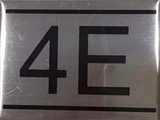 APARTMENT NUMBER SIGN -4E -BRUSHED ALUMINUM (2.25X3, Aluminium)-REF24-1027