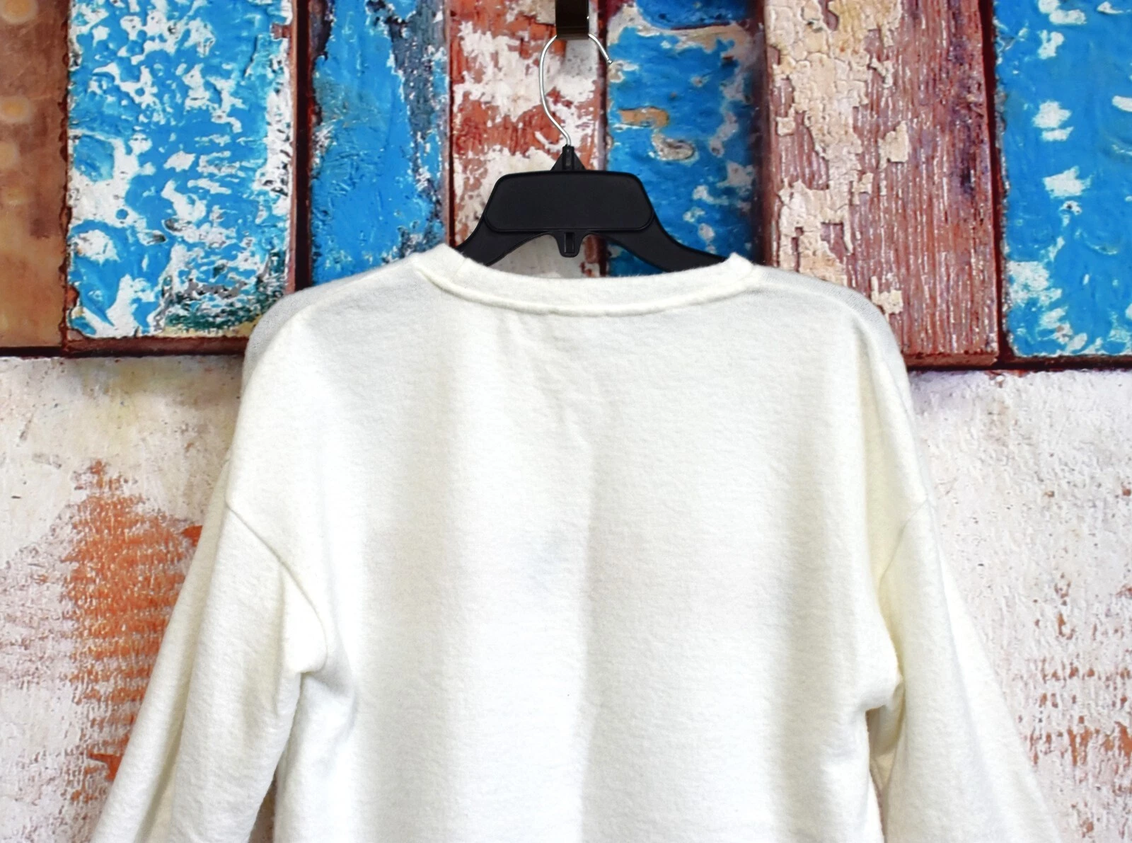 OFF WHITE Felpa donna Emberley manica lunga girocollo PICCOLA panna USATA