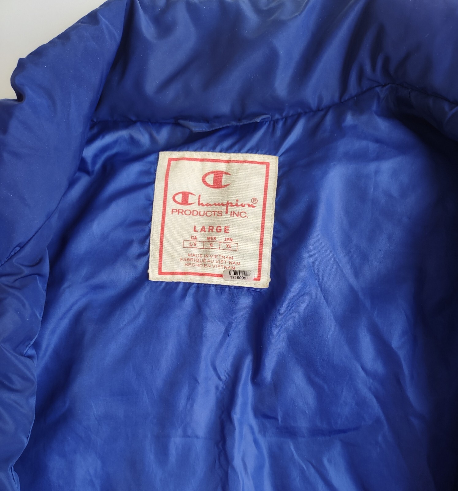 Champion Blue Script Logo Puffer Jacket  Women La… - image 12
