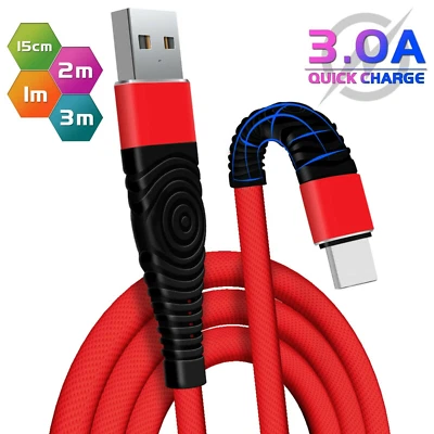 MY FONE STORE For iPhone Charger Cable Heavy Duty Braided USB Charging Lead Data Sync 1M 2M 3M