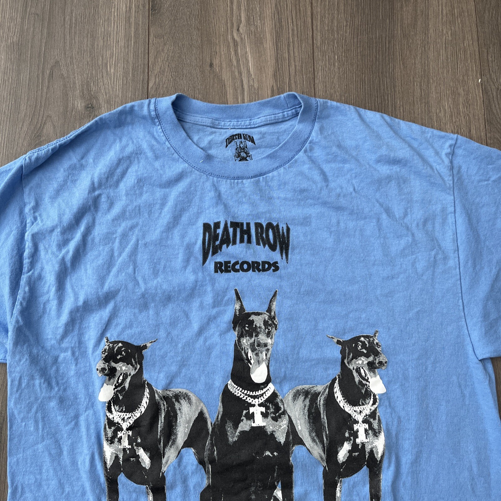 FILA Death Row Records T Shirt Uomo M 3 Nero Doberman Blu Manica Corta