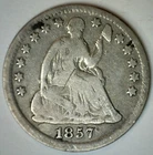 1857 Seated Liberty Silver Half Dime US Type Coin GOOD Circulated Philadelphia